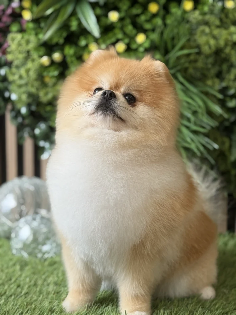 Fluffy shih tzu posing after extensive grooming